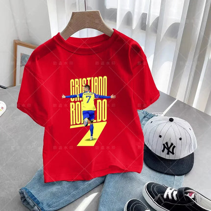 New Summer CR7 Print Cotton Boys Girls T-shirt Cristiano Ronaldo Clothing Fashion Outdoor Casual Fashion Sports Tees Top T-shirt