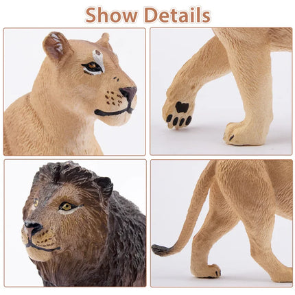 6Pcs Simulation Lion Wildlife Animal Model Toy Mini Large Giraffes Figures Dolls Action Figurines Toys for Children Set Gift