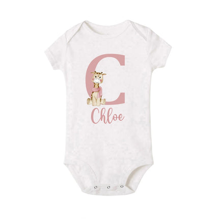 Personalized Baby Bodysuit Initial with Name Newborn Wild One Romper Deer Printed Clothes Baby Girls Clothes Infant Shower Gift