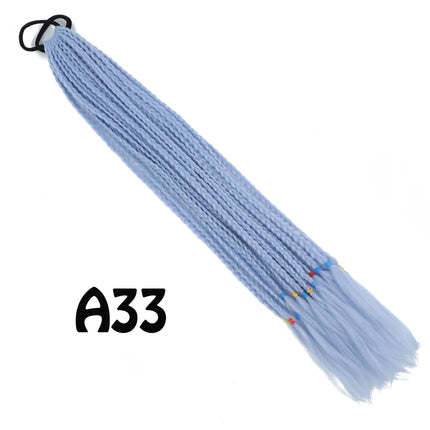 Synthetic Gradient Color Dirty Braided Ponytail Extensions With Elastic Band 24" Rainbow Braid Pony Tail Hairpiece For Girl