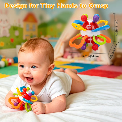Manhattan Round Ball Baby Toys for Infant 0-12months Soft Silicone Hand Grab Ball Rattle Infant Teeth-glue Montessori Toys