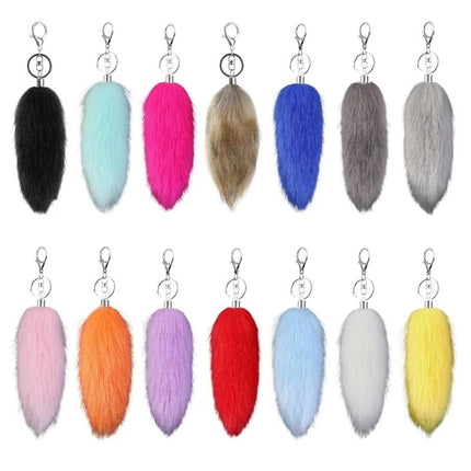 16cm Foxes Tail Keychain Faux Furs Foxes Tail Keyring Soft Furry Bag Hangings Charm Pendant Key Handbag Pendant Accessorise