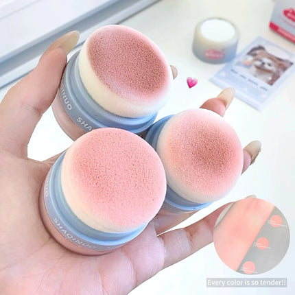SHAQINUO 3 Color Airy Boom Blush Powder Lazy Air Blush Expanding Mushroom Head Blush Powder Even Skin Tone Blush
