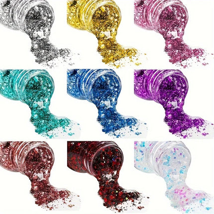 Glitter Sequins Gel Eyeshadow Cream Face Crystal Sequins Gel Shimmer High Gloss Eye Shadow Nail Hair Glitter Gel Stage Makeup