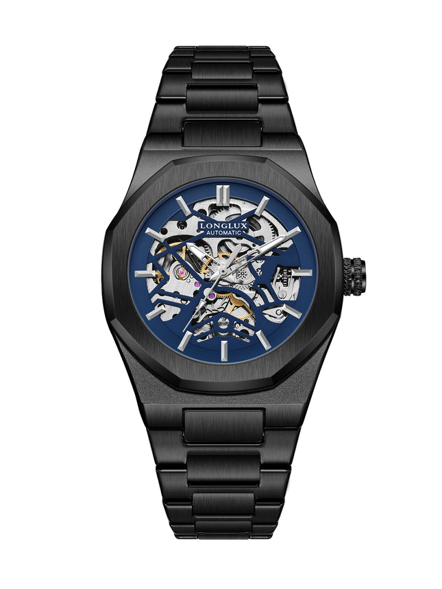 LONGLUX Men Automatic Watch Special Tough Guy Waterproof Skeleton Mechanical Watches Trend Alien Stainless Steel Gift Watch