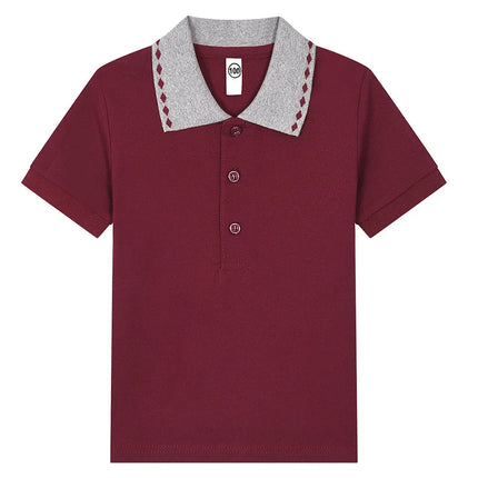 Kids children's T-shirt long sleeved pure cotton white collar boys' polo shirt girls' elementary school students' school uniform