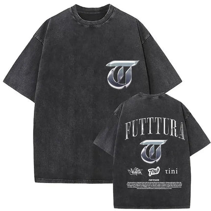 Singer Tini Stoessel Futtura Album 2025 Graphic T Shirts Men Women Fashion Casual Washed Vintage T-shirt Fans Gift Streetwear