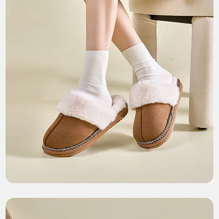 Evshine 2024 New Women Fuzzy Warm Slippers Faux Fur Cotton Slippers Fluffy Non-Slip Slides Winter Fashion Women Cozy House Shoes