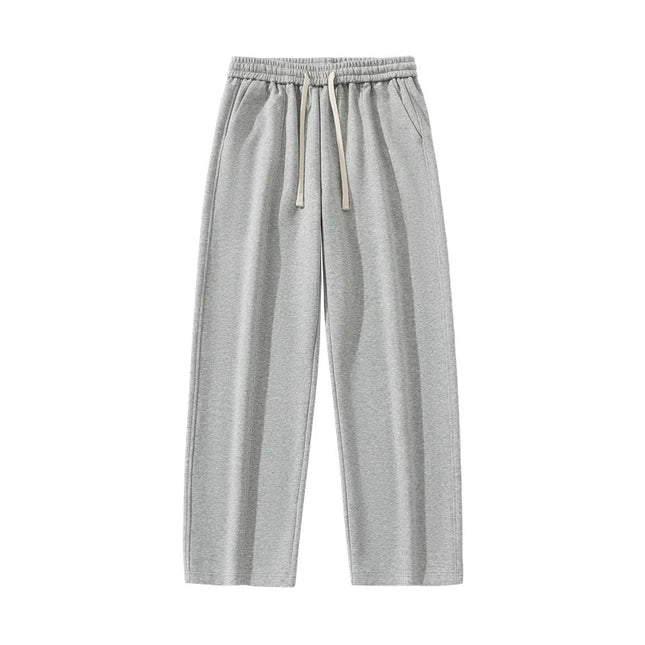 DUKEEN Heavyweight Fleece-Lined Straight Sweatpants for Men 2025 Basic Thick Warm Loose Fit Fall Winter Casual Long Pants