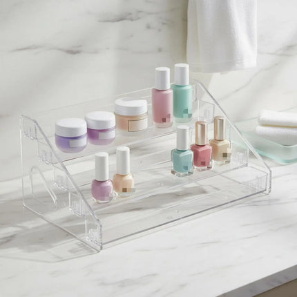 Clear Staircase Display Shelf Easy to View Tiered Figurine Display Rack Slanted Acrylic Organizer Sturdy Retail Fixture for Desk