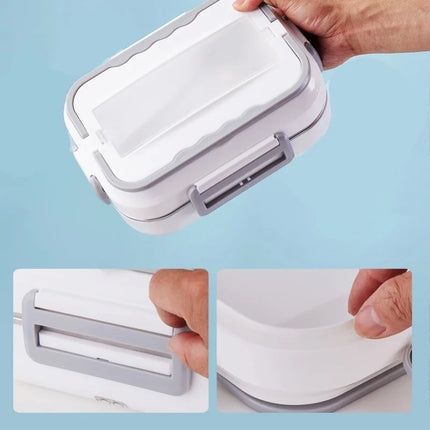 1.5L Electric Heat Insulation Lunch Box Car Heating Electric Lunch Box Home Car Dual-Use Stainless Steel Liner Lunch Box White