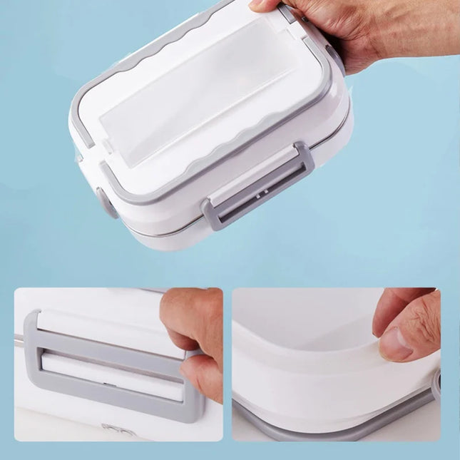 1.5L Electric Heat Insulation Lunch Box Car Heating Electric Lunch Box Home Car Dual-Use Stainless Steel Liner Lunch Box White