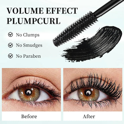 Long Lasting Black Mascara - Intense Length & Volumizing,Waterproof, mudge-Proof,Quick-Dry,Clump-Free,Curling Styling For Bold