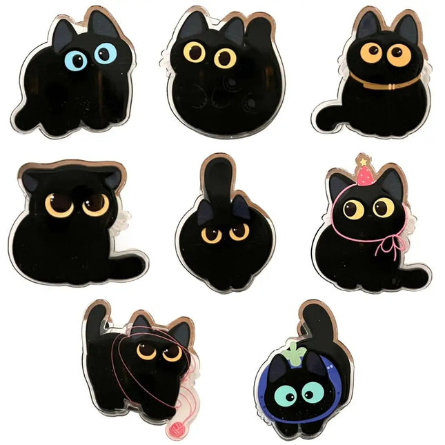 8pcs Black Cat Bag Clips Food Storage Creative Snack Clip Seasoning Bag Fresh-keeping Moisture-proof Cute Seal Clip Kitchen Tool