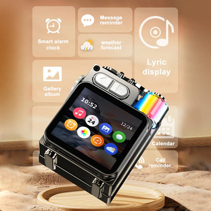 LED Display Screen RGB Desktop Subwoofer Wireless Loudspeaker Metal Mechanical Bluetooth Speaker Support Calendar Alarm Clock