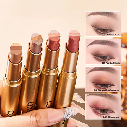 Three-Color Glitter Eyeshadow Stick Matte Long-Lasting Easy to Color Eye Makeup Stick for Effortless Look Enhancement
