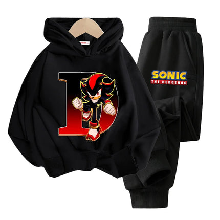 Sonics Hooded Sweatshirt Sets Anime Long Sleeves Pants Suit Boy Cartoon Hoodie Pants Set Kids Sports Tops Spring Autumn Clothes