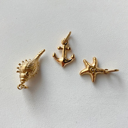 Stainless Steel charms Ocean shell conch golden pendant Summer beach Handmade Necklace Bracelet DIY charms for jewelry making