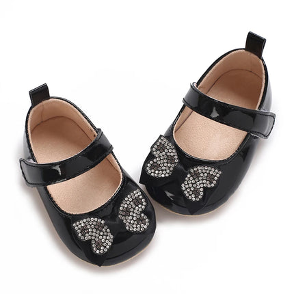 Casual Cute Rhinestone Bowknot Decor Mary Jane Shoes For Baby Girls, Lightweight Non-slip Walking Shoes For Spring And Autumn