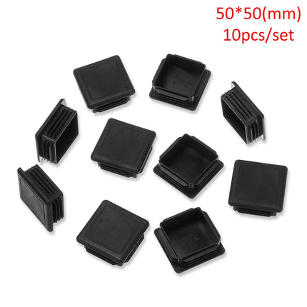 10pcs Square Plastic Black Blanking End Cap Tube Pipe Insert Plug Bung 15x15~60x60mm