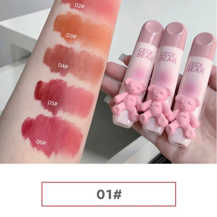Gegebear Bear Lip Glaze Matte Velvet Lipstick Long-lasting Whitening Lip Cream Lip Mud