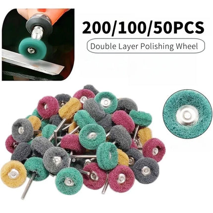 200/100/50PCS Dental Polishing Brush Double Layer Polish Wheel Teeth Polisher Rubber Nylon Alumina Odontologia Rotating Tool
