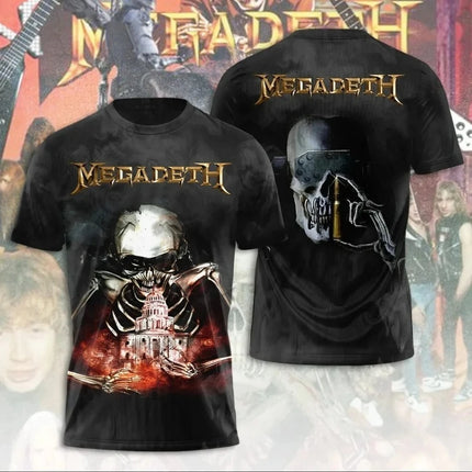New 2026 Rock Megadeth Band 3D Printed Men's and Women's T-shirt Fashion Short Sleeve Punk Hip Hop Street Harajuku Top