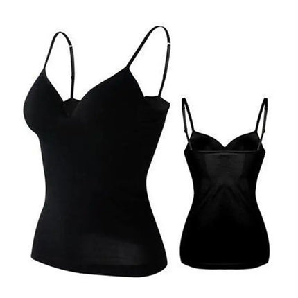 Sexy Women Crop Tops Padded Spaghetti Strap Tank Top Women Built-in Bra Off-Shoulder Camisole Seamless Tank Lingerie Underwear