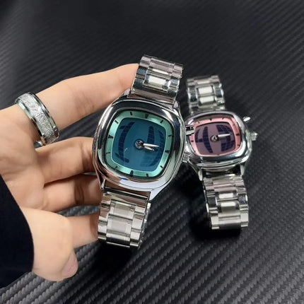 2026New Design Fashion Retro Steel Belt Dual Display Watch Trend Quartz Couple Watch ideal Choice For Birthday & Lover Gifts
