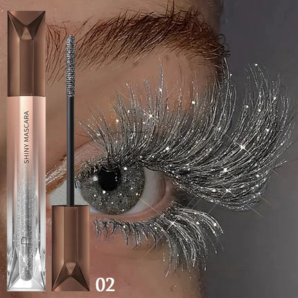 Glitter Sparkling Mascara，Long-Lasting, Volumizing Lashes, Effects, Waterproof, Smudge-Proof ， crushed diamond mascara pearlesce