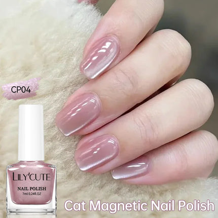 LILYCUTE 7ml Cat Magnetic Nail Polish Colorful Bright Shining Pearl Effect Nail Art DIY Decoration No Need of Lamp to Cure