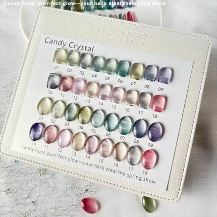 18pcs Glass Bead Cat‘s’ Eye Gel Nail Polish Set With Color Sample Holographic Magnetic Nail Polish Soak Off UV LED Varnish 15ml