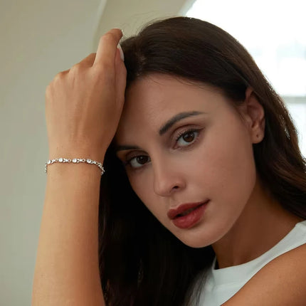 BAMOER Luxury Rose Gold Color Chain Link Bracelet for Women Ladies Shining AAA Cubic Zircon Crystal Jewelry JIB013