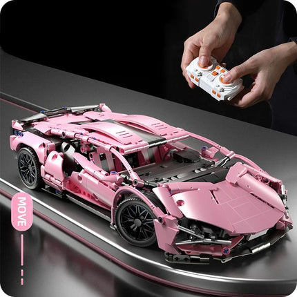 1299 PCS Tech 1:14 Pink Racing Sports car building blocks Assemble brick car toys for girls birthday presents Christmas presents