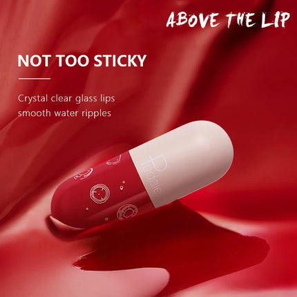 Pudaier mini capsule lip glaze, non-stick and non-fading lip gloss, mirror-finished moisturizing lip gloss