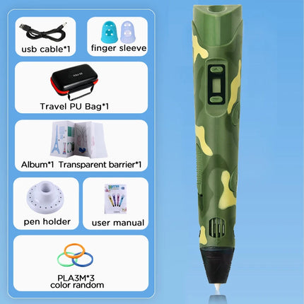3D Pen Drawing Printing Pen With LCD Screen Compatible PLA Filament Toys Safe Paiting for Children DIY Toy Gift