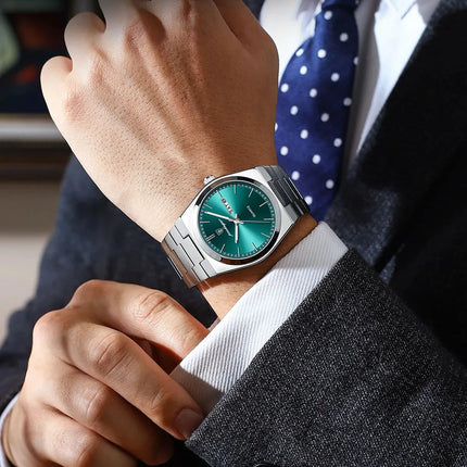 Casual Men's Quarts Wristwatch Waterproof Luminous Men Watch Stainless Steel Quarts Watch Date Week Man Clock(Packaged by Box)