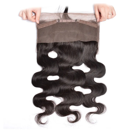 Body Wave Human Hair 360 Lace Frontal Only Body Wave 360 Lace Closure Human Hair Transparent Lace Pre plucked Natural HairLine