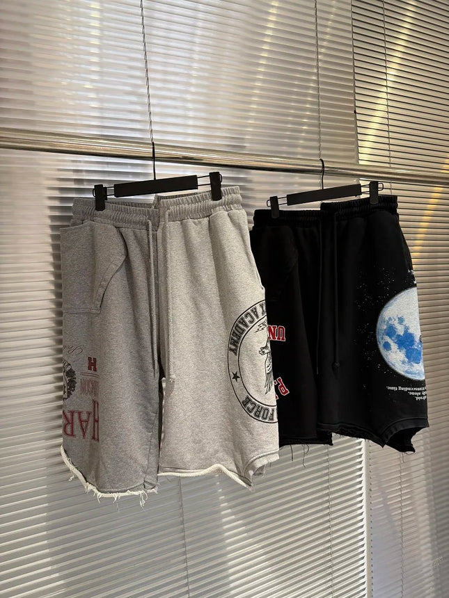 26ss Logo Printed Women Men Oversized Ripped Shorts Hiphop Streetwear Cotton Short Pants Shorts
