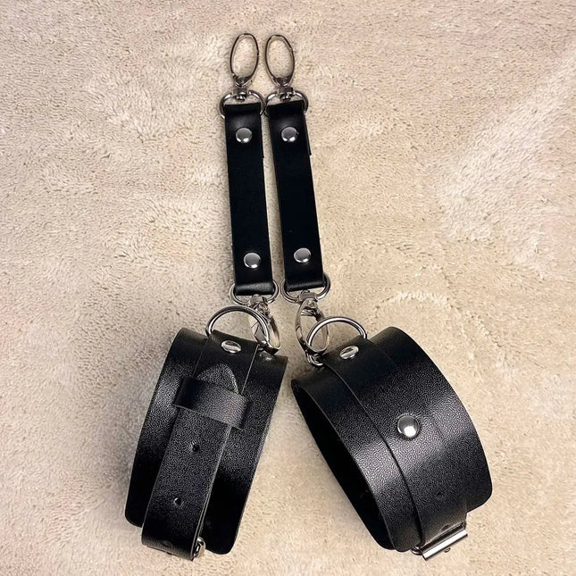 3pcs Women's Fashion Black Leather Adjustable Straps Sexy Adult Sex Accessories Punk Festival Party Accessories