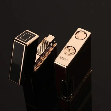 2026 Genuine Steel Tone Loud Lighter Gas Inflatable Open Flame Metal Side Sliding Cigarette Lighter for Boyfriend Husband
