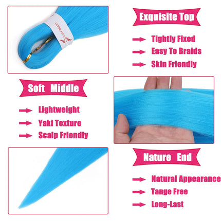 Sky blue Blonde Braiding Hair Pre stretched 26 Inch 3 Packs Pre stretched Braiding Hair Yaki Texture Synthetic Hair Extensions