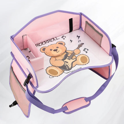 Child Travel Tray for Car Seat Waterproof Storage Mesh Pocket Large Capacity Painting Board Portable Safety Seat Vehicle-mounted
