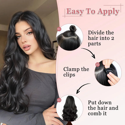 U-shaped Lace 5 Clips Clip In Hair Extensions Synthetic Long Wavy Curly Heat Resistant Full Shine Hairpieces 16/20/24 Inch