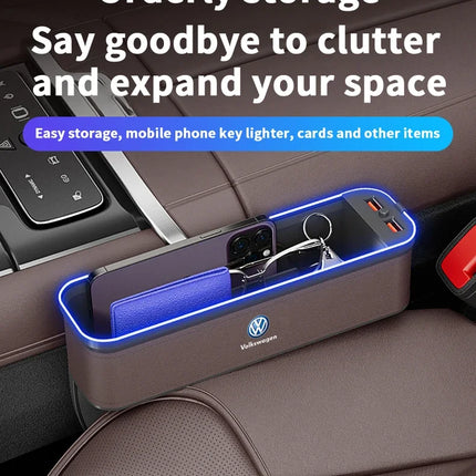 Car USB Charging Multifunction Seat Crevice Storage Box For Volkswagen Amarok Tiguan Polo Jetta GTI Golf Passat Touareg Magotan
