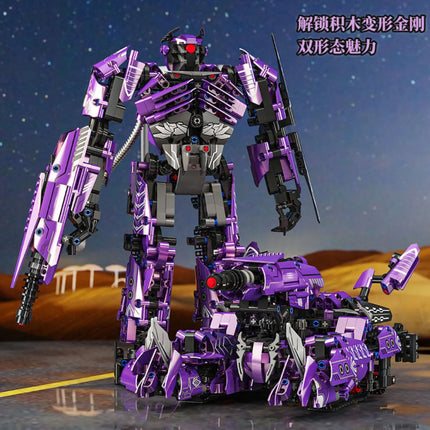 MOC Transformable Shockwave 2-in-1 Mecha Model Compatible with Mini Building Blocks STEM Educational Bricks Toys Gift for Boys