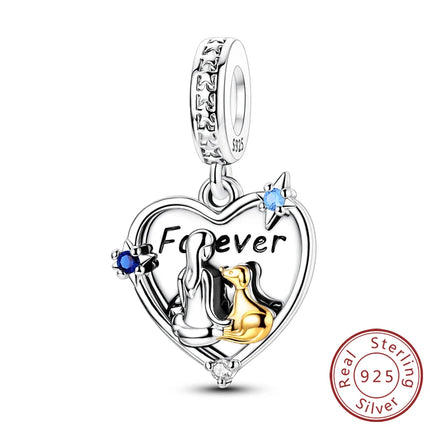 Original 925 Sterling Silver Charm Bead Balloon Poodle Cute Puppy Heart Charm Fit Bracelet Bangle Pendant Women DIY Jewelry Gift