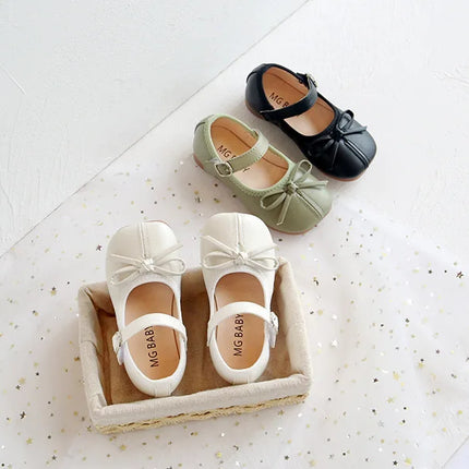 Fashion Mary Janes Shoes For Baby Butterfly Girls Flats Soft Singe Shoes For Kids Girls PU Leather Shoes