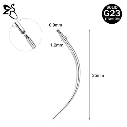 ZS 1 Piece G23 Titanium Curved Taper Insertion Pin Tool Internal Thread Piercing Kit For Tragus Helix Lip Nose Piercing Jewelry
