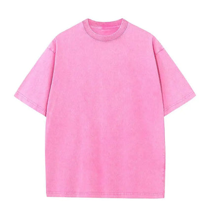 American Style Retro Heavyweight Solid Color Short Sleeved T-shirt Men Women Summer Street Trendy Washed Old Oversized Clothes